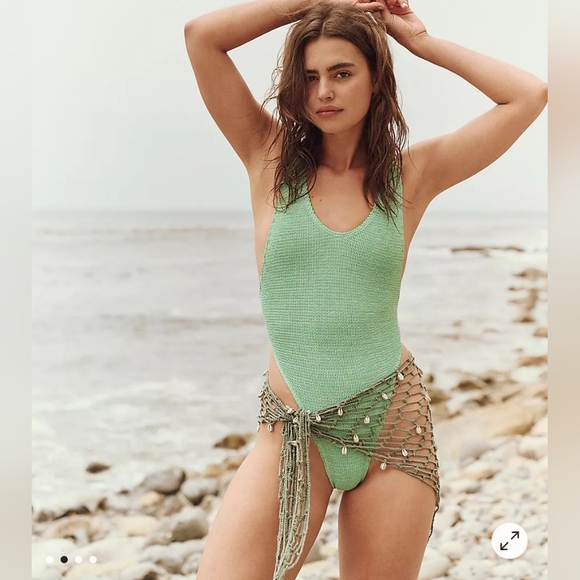 Free People Bond Eye Green Palm Tree Swim Suit - Picture 1 of 6